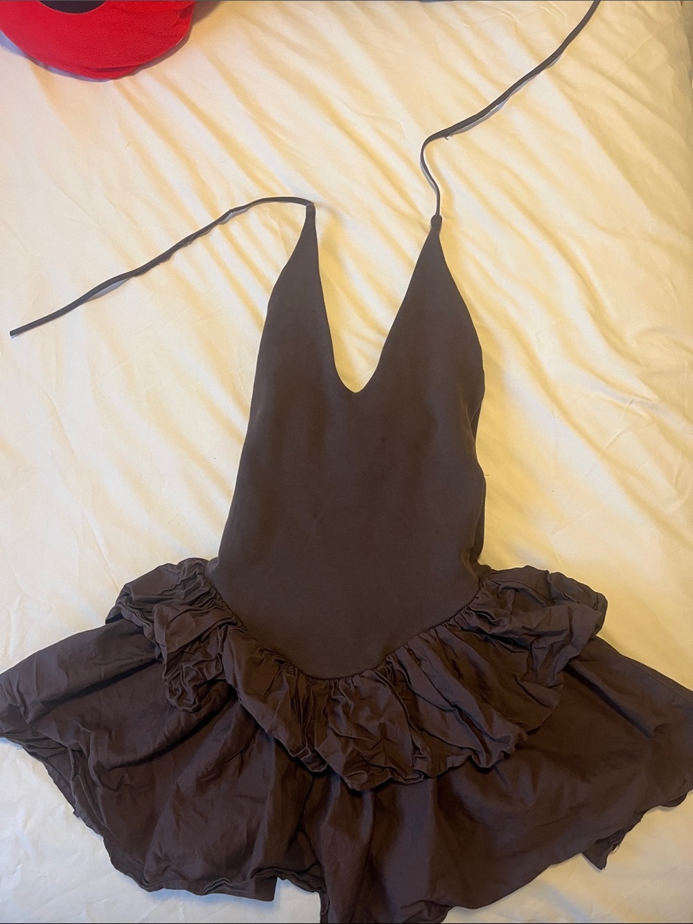 Zara Black Halter Ruffle-Trim Mini Dress
